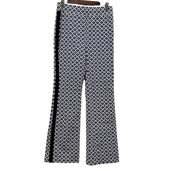 Maeve Anthropologie Pull On Bootcut Pants Geometric Womens Size Small Blue Motif - Picture 1 of 10